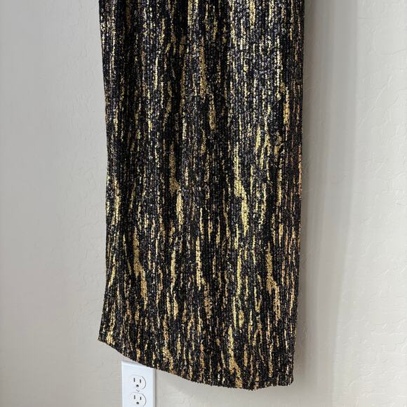 Ieena Mac Duggal Dress 26447 Shimmer Black Gold Sleeveless Cocktail Midi Dress 4 - Picture 5 of 9